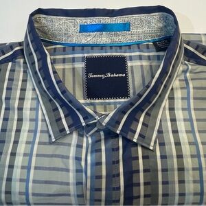 Tommy Bahama Blue and Gray Casual Button Down Shirt
